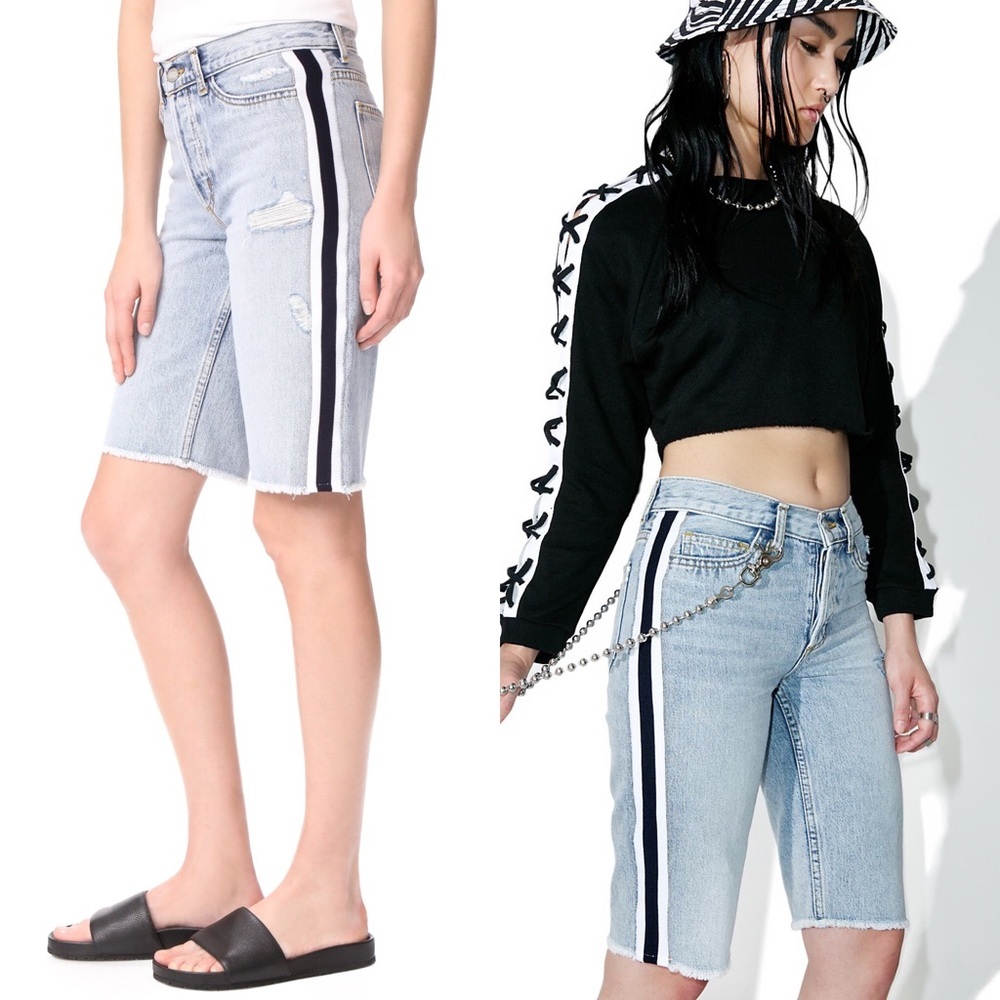 Siwy Memphis Bermuda‎ Shorts with Tuxedo Stripe
